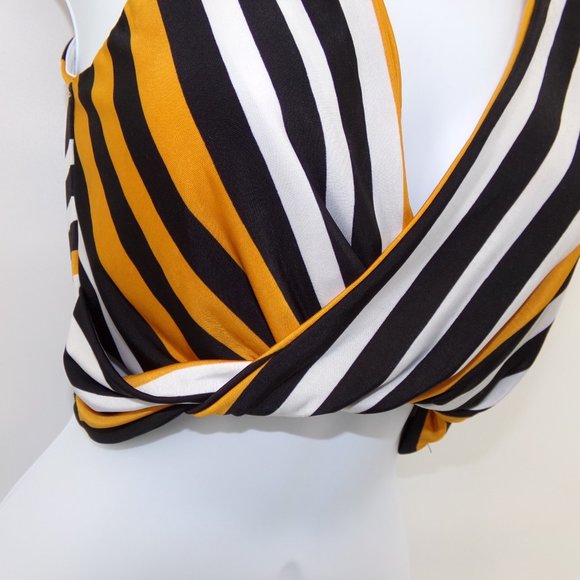 kimcine curve Women's Crop top stripe with a twist size SM orange and black - Picture 2 of 9